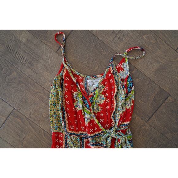 Band of Gypsies Anthro Dress Womens Small Red Bohemian Floral PANEX OVERSEAS - Picture 7 of 7